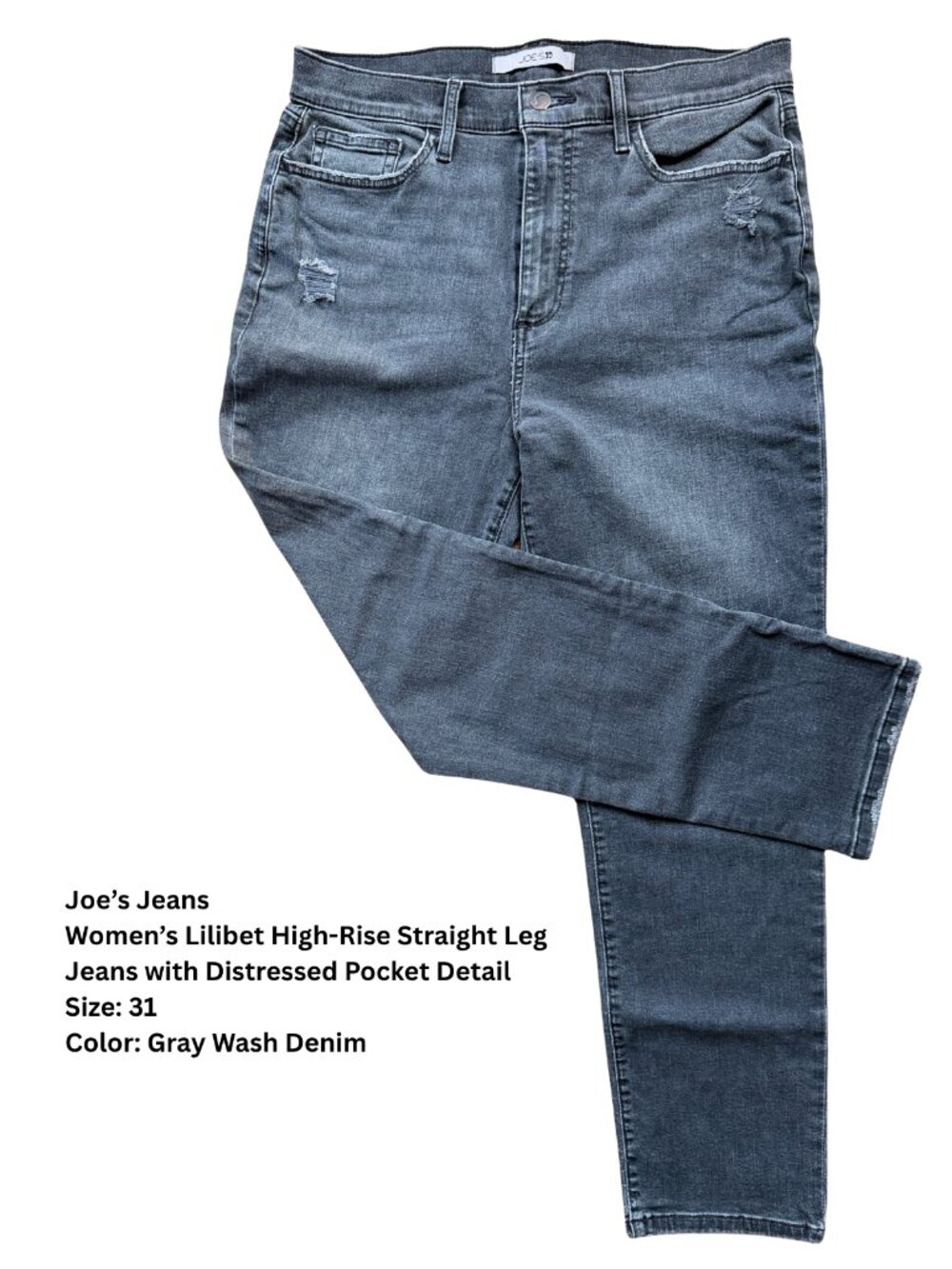 Joe’s Jeans Women’s Lilibet High-Rise Straight Leg Jeans, Size 31